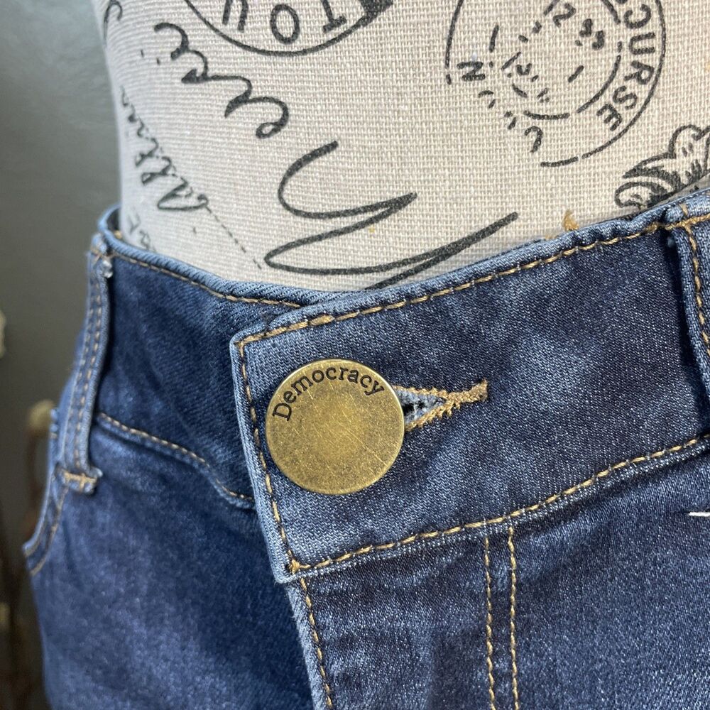 Democracy "Ab"solution Itty Bitty Bootcut Blue Jeans Women's 10 Whiskers Stretch - Picture 5 of 12